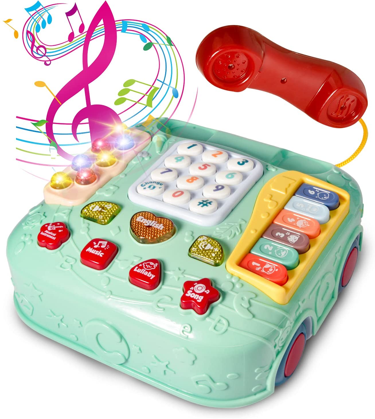 Baby Musical Toys Phone with Light Up Piano Keyboard for Toddlers Ages 1-3 Years Old